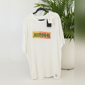 Nike White Tee with Multicolor 'Just Do It' Graphic